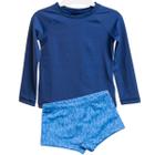 Camiseta Térmica Com Sunga Azul Infantil Proteção Solar UV50