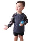 Camiseta Térmica Infantil Proteção Solar Uv50+ Tam 1 Ao 6 Florest Com Cinza Escuro