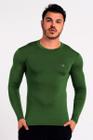 Camiseta Térmica Manga Longa Masculina Peluciada Verde Musgo