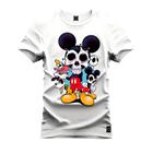 Camiseta Unissex Algodão Premium Estampada Mickey Caveira