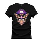 Camiseta Unissex T-Shirt 100% Algodão Estampada Bigode Roxo