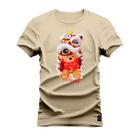 Camiseta Urso Natalino Plus Size Extra Grande Gola Redonda Estampa Digital