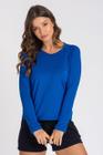 Camiseta UV DRY Raglan Manga Longa Feminina Azul Royal