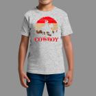 Camisetas Infatil Básica Masculina Casual Moda Country Manga Curta Gola Redonda Cowboy Laço