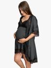 Camisola Amamentação + Robe Gestante Luxo Maternidade Pós-parto