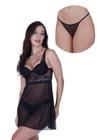 Camisola com Bojo Tule Transparente Detalhes em Renda Macia Alça Delicada - ELISA