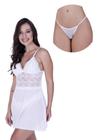 Camisola sem Bojo com Calcinha Tule Transparente - CAMISOLA JOANA