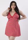 Camisola Sexy Plus Size Listrada com Renda