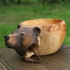 Camping Animal Wooden Bowl, Copo de Água Animal Água Ao Ar Livre - Wokex