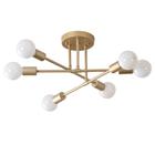Candeeiro de Teto Wokex 6 Cabeças - Design em Ferro Dourado (70x20cm) - E27