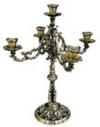 Candelabro Castiçal 5 Velas Menorah 36 Cm Bronze Decoração