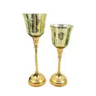 Candelabro Dourado 36/31Cm Castiçal Taça Kit 2Pc