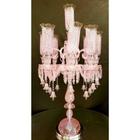 Candelabro Imponente Cristais Pink Rosa Pingentes Formosa