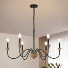 Candelabro Maesta 6-Light Wood Black Farmhouse 82,55 cm de diâmetro