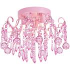 Candelabro Q&S Mini Crystal Semi Flush Mount 3 luzes rosa