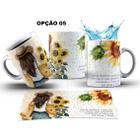 Caneca 325ml Dia da Mulher Aquarela Girassol