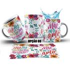 Caneca 325ml Floral Flores Dia Das Mães, Mãe eu te amo - LARANJA E MIMOS