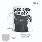 Caneca 325ml Gato Preto Sabe onde eu tô Tô Nem Aí - LARANJA E MIMOS