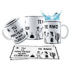 Caneca 325ml Xilogravur Tú é a manteiga do meu cuscuz Te Amo - LARANJA E MIMOS