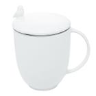 Caneca 350ml de porcelana com tampa e infusor Birds Branco Wolff - 17420
