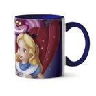 Caneca Alice no País das Maravilhas Color Alça e Interior Azul Escuro - Maluco por Caneca