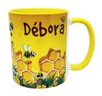 Caneca Amarela Personalizada Colmeia de Abelha Abelhinha