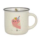 Caneca Aminal Coruja Rosa Óculos Cerâmica 250ml The Home