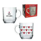 Caneca Aspen Love 300ml Em Vidro - Frases a Escolher - Allmix - Xícara Presente Decoração