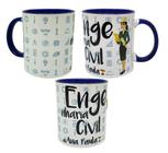 Caneca Azul Escuro Profissão Carreira Engenharia Civil