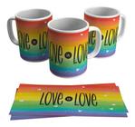 Caneca Branca Amor Love Vida Respeito Lgbt Arco Iris Orgulho