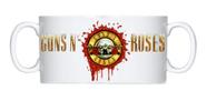 Caneca Branca Bandas De Rock Guns N Roses Logo Armas Rosas