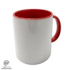 Caneca Branca de Cerâmica 325ml Interna e Alça Vermelha Cx C/12