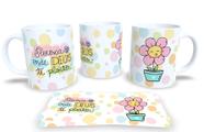 Caneca Branca de Porcelana Personalizada Coleção Sonhos e Flores - Estampa Sublimada