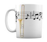 Caneca Branca Música Notas Musicais Instrumento Trombone - GMH