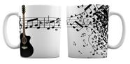 Caneca Branca Música Personalizado - Violão Notas Musicais