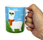 Caneca Branca Personalizada Animal Lhama Peru na Montanha