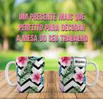 Caneca Branca Personalizada Estampa de Rosas Decorativas - GMH Prod. Serv. e Repr.