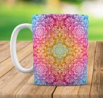 Caneca Branca Personalizada Mandala Psicodélico