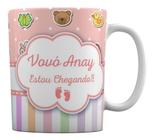 Caneca Branca Rosa Personalizado Surpresa De Grávida Vovó Estou Chegando - GMH Prod. Serv. e Repr.