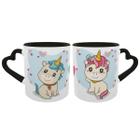 Caneca Casal Unicórnios Kawaii Dia Dos Namorados Geek