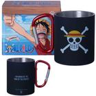 Caneca Caveira Chapéu Palha Aço Inox Com Mosquetão Oficial One Piece - Zona Criativa