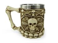 Caneca Caveira X Com Alça 400ml Copo Decorativo Em Metal E Resina - Negócio de Gênio