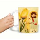 Caneca Cerâmica 325ML Evangélica  Jesus No Jardim.