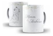 Caneca Cerâmica Bodas De Linho Delicada Lembrança Casal 7198 - Los Kanequeiros