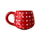 Caneca Cerâmica Bojuda 440Ml Vermelho Corações Mãe Mimo Amor Afetivo Presente Namorados Xicara Café - ZAZPI