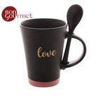 Caneca Cerâmica C Colher Love Preto 310ml Bon Gourmet 28545