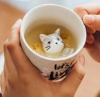 Caneca Cerâmica Com Gato Fofo 3d Xícara Café Leite Chá