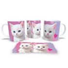 Caneca Cerâmica Personalizada Gato Gatinhos Branco - Modelo 785023