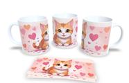 Caneca Cerâmica Personalizada Gato Gatinhos Laranja - Modelo 785037