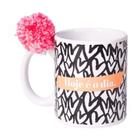 Caneca cilindrica 330ml com pompom - love canecas hoje e o dia - uatt